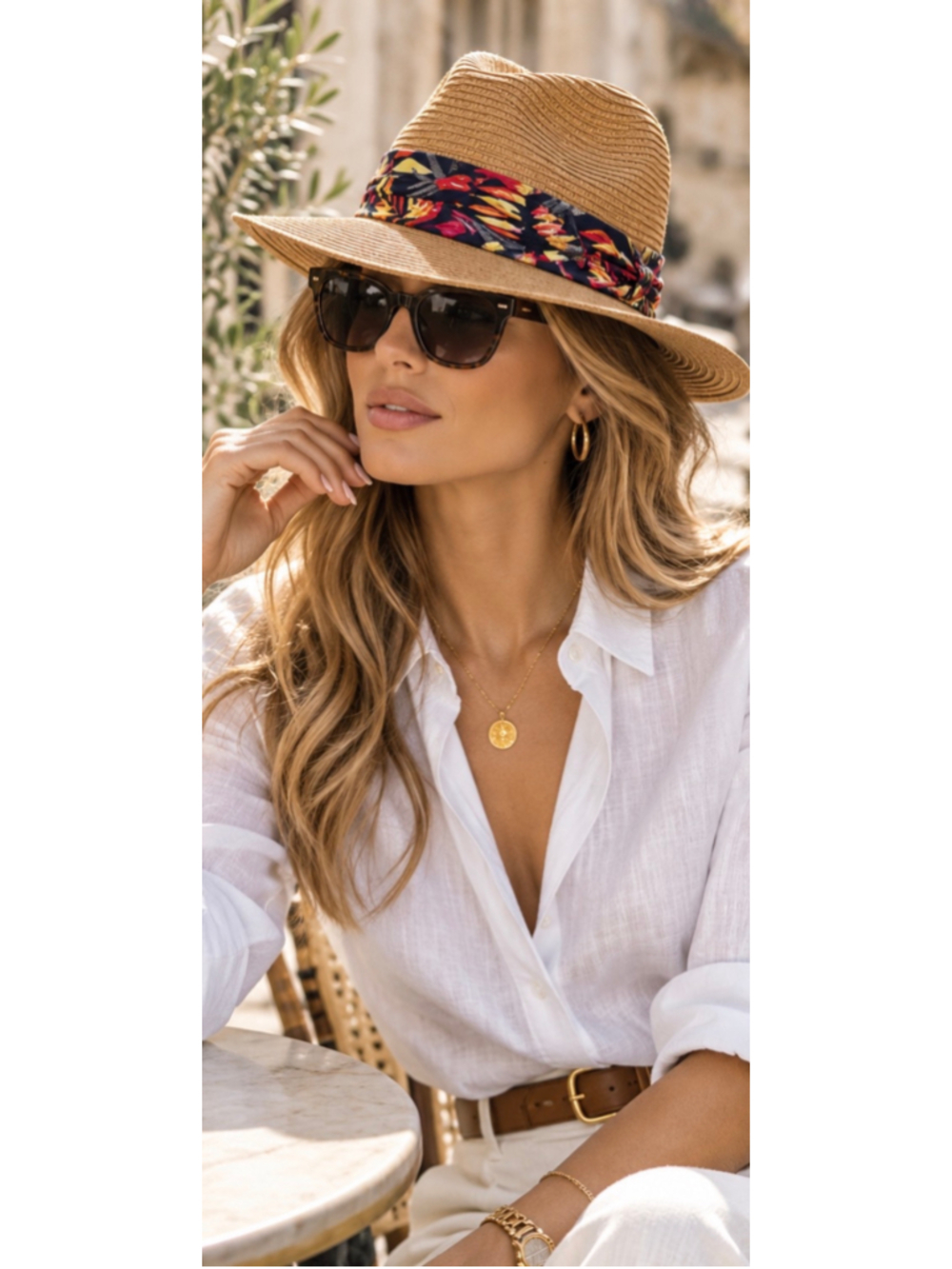 Genie by Eugenia Kim Straw Fedora Hat One Size Beige Multi-color